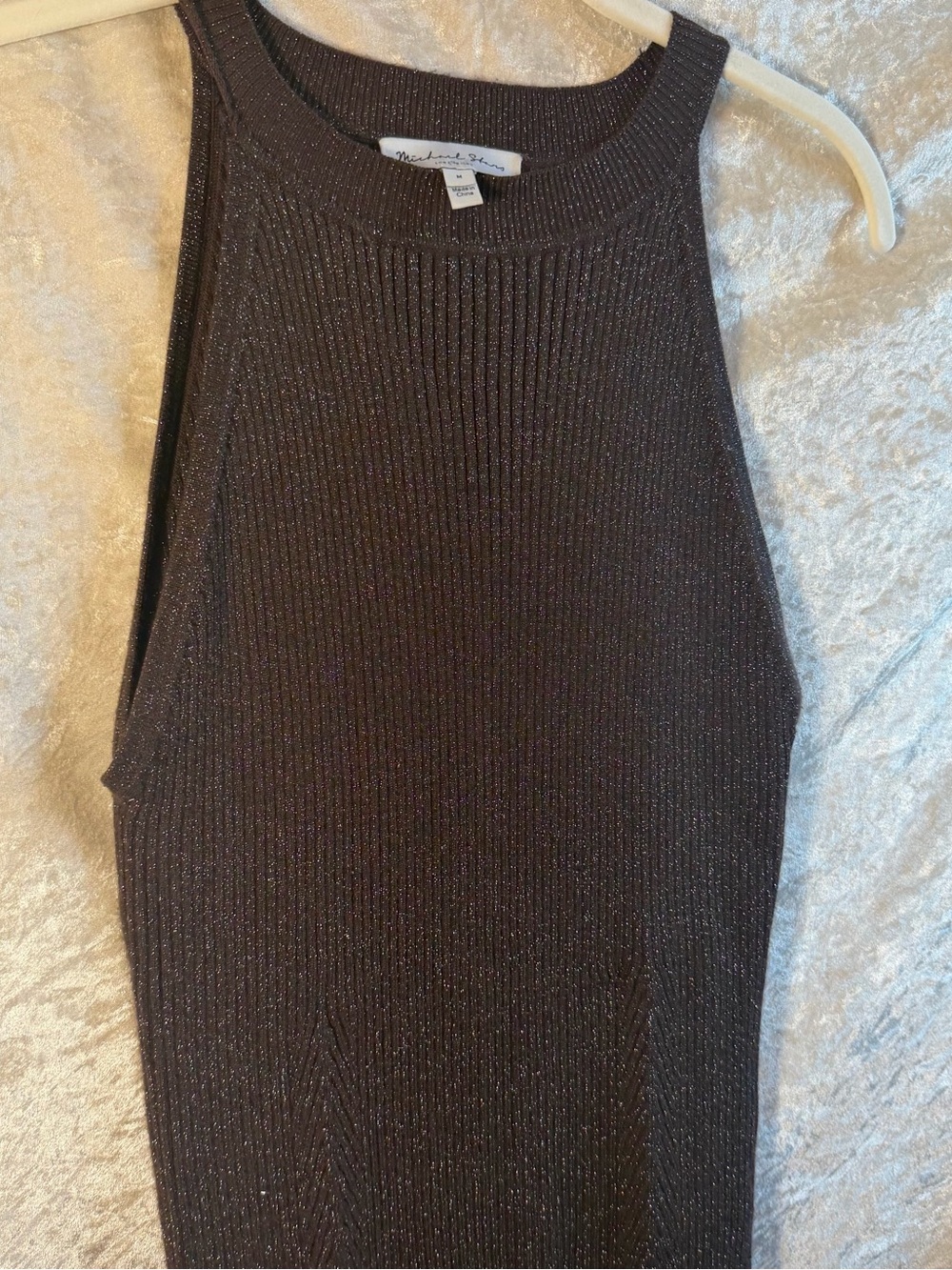 Michael Stars shimmering Brown Ribbed Halter Maxi Dress - Picture 6 of 8